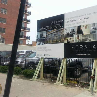 Strata Chicago Construction Fence Sign