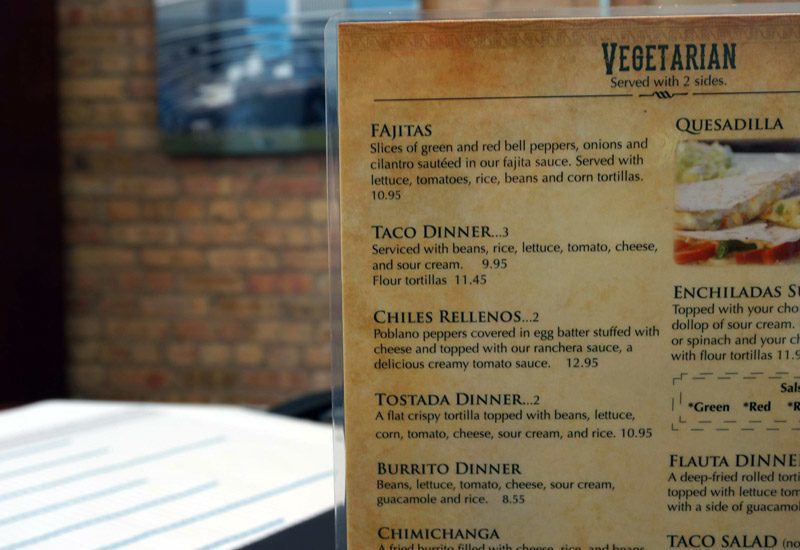 Menu Printed for Mexican Restaurant