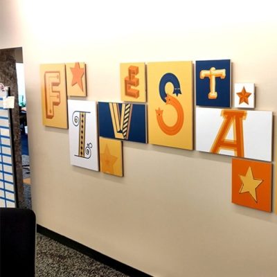 Graphics printed and Mounted to Plywood (Mounted To Wall Cleats) at Yelp