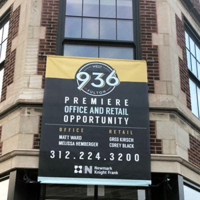 Commercial Real Estate Signage Installed on Building Exterior for Newmark Grubb