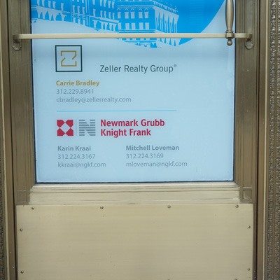 Wrigley Building Window Graphics for Zeller Realty Group