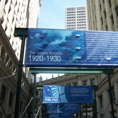 Wrigley Outdoor Banner With History Details