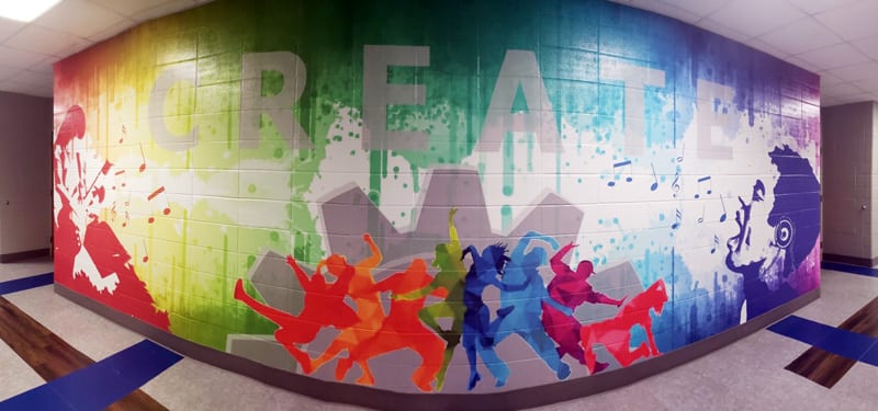 Hallway mural at hille middle school