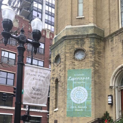 Church Banners on Building