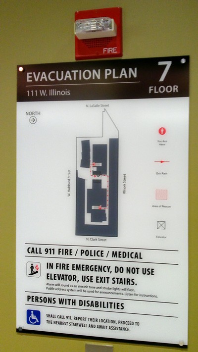 Example of an ADA Compliant Evacuation Sign Installed in Stairwell