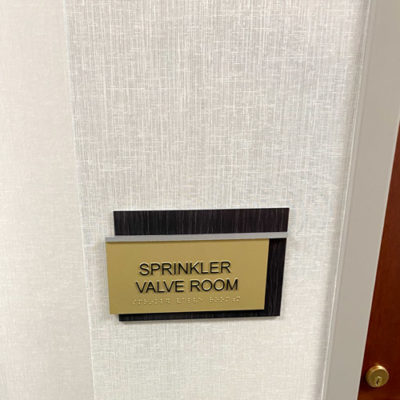 Braille Sign Installed to Denote Sprinkler Room