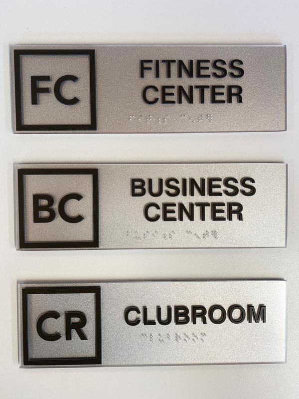 ADA Compliant Braille Signage Prior to Installation at Lake Meadows Apartments.