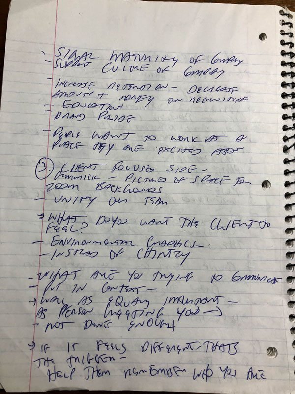 Handwritten Notes from Interview With David Sieren