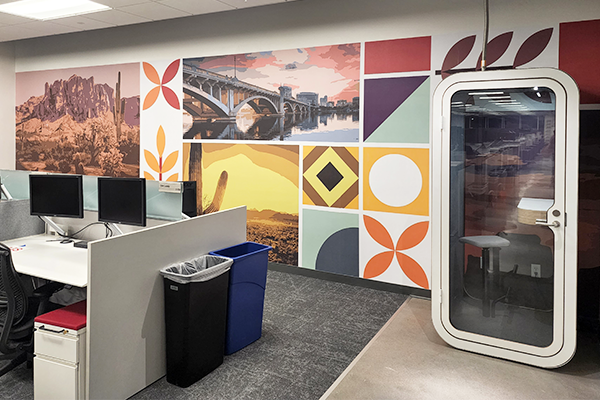 Branded Office Graphics to Recruit and Retain Top Talent? 12 GrubHub Wall Graphics and Phone Booth